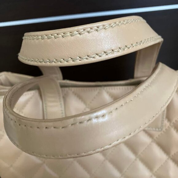 CHANEL CC Wild Stitch Vintage Quilted Shoulder Bag Tote Lambskin Light Beige - Picture 15 of 16